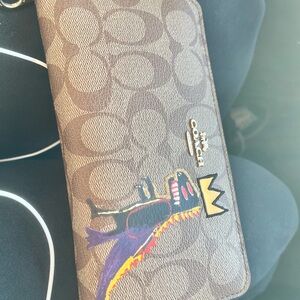 Coach Brown Wallet with Dinosaur Print